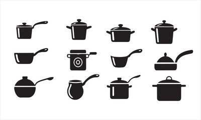 A set of twelve black silhouette illustrations of scuba divers in various underwater poses.