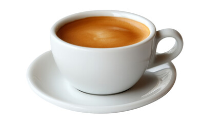 Obraz premium A shot of espresso with a rich crema on top, served in a white ceramic cup,Transparent background, PNG file