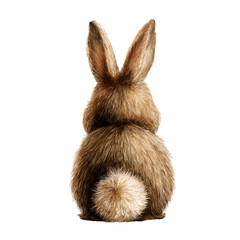 Fototapeta premium Cute Easter Bunny Watercolor Illustration,Back View,Fluffy Tail, Isolated On transparent Background