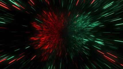 Obraz premium Abstract Red and Green Light Speed Tunnel