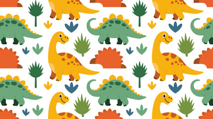 Cute Cartoon Dinosaur Pattern for Kids Fabric and Wallpaper_04	