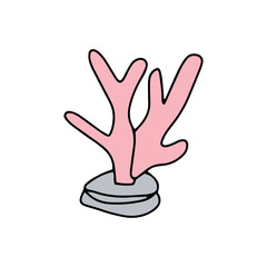 cartoon coral reef isolated on white background. Abstract Seaweed Shape Aesthetic Element Vector Illustration