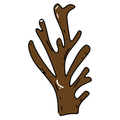 cartoon coral reef isolated on white background. Abstract Seaweed Shape Aesthetic Element Vector Illustration