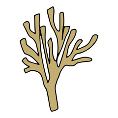 Obraz premium cartoon coral reef isolated on white background. Abstract Seaweed Shape Aesthetic Element Vector Illustration
