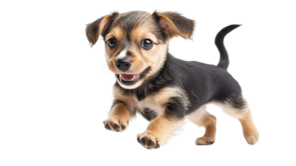 A small puppy chasing its tail, full of playful energy, Transparent background, PNG file