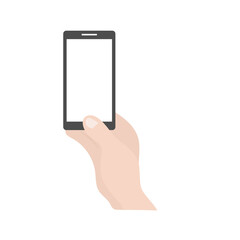 Hand holding phone cartoon element stock. and gesture design element