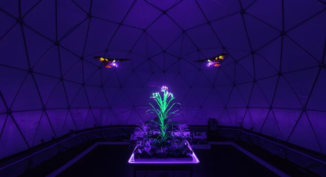 Bio-Dome Research: Drones Pollinating Glowing Plants in a Controlled Environment