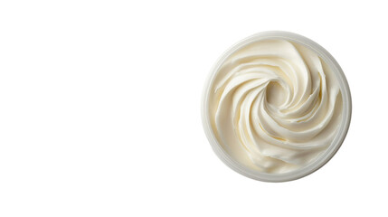 A tub of body butter with a swirl of creamy lotion visible inside, Transparent background, PNG file