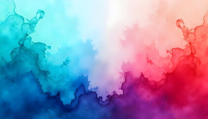 Bright color splash background with watercolor texture blending shades of teal, purple, and coral