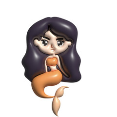 Kawaii 3d mermaid is beautiful element design character