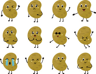 cute Potato vagetable clipart face expression fruit cartoon food character kawaii