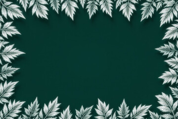 green background with white leaves on it