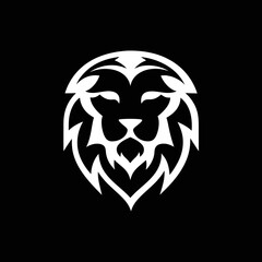 Lion head symbol on black , perfect for tattoos, logos or crest design.