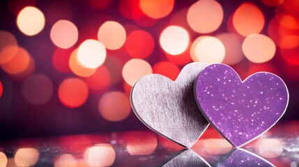 Fototapeta premium Romantic Valentine's Hearts with Bokeh Lights Background