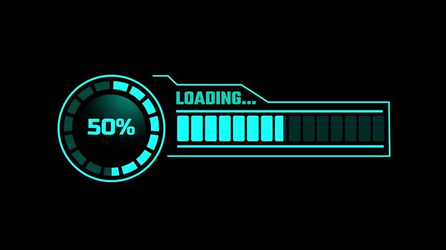 A digital meter paired with a glowing load bar and text, styled like a futuristic console interface, ideal for HUD visuals and sci-fi projects