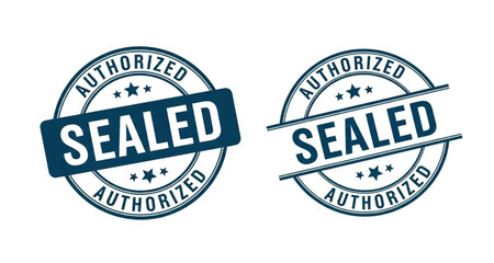 Fototapeta premium Sealed and Authorized Stamp Illustrations | Circular Rubber Stamp for Documents, Certificates and Legal Applications