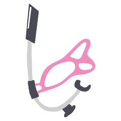 Snorkling element design cartoon illustration. Diving elements for professional scuba divers and vacations. People swimming underwater with fish, sea ocean explorer, recent marine collection.diving