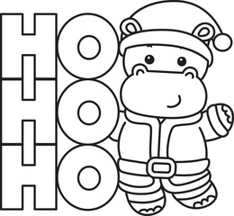 Outline of Cute hippo icon. Lineart of Funny baby hippo animal series stock illustration. life of fluffy hippo designs.
