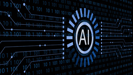 Artificial Intelligence AI Concept-Large Computer Screen Showing Artificial Intelligence AI. 