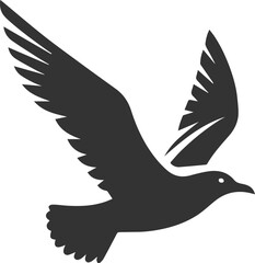 Vector drawing silhouette of a seagull bird artwork black