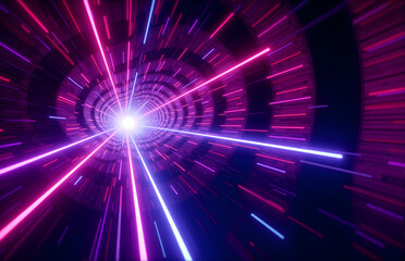 Obraz premium Colorful Technological Light Tunnel