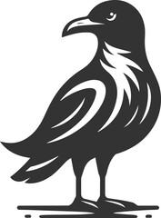 Vector drawing silhouette of a seagull bird artwork black