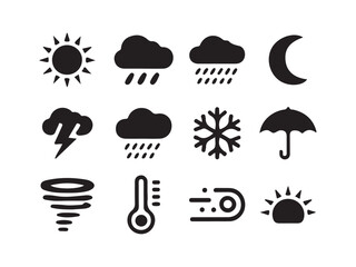 set of nine simple, black icons represents various spa and beauty treatments.