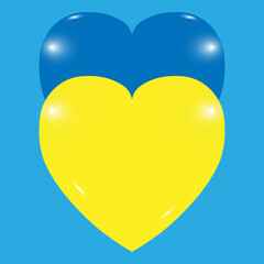 National symbols of Ukraine. Yellow and blue hearts. Vector illustration