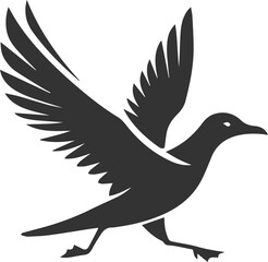 Vector drawing silhouette of a seagull bird artwork black