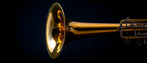 Obraz premium Golden Trumpet On Black Background