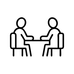 Two people sitting at a table during a job interview illustration  
