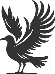 Obraz premium Vector drawing silhouette of a seagull bird artwork black