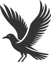 Vector drawing silhouette of a seagull bird artwork black
