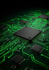 3d Render Electronic Circuit Board Tech Microchip Background