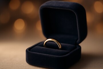 Wedding Ring in Velvet Jewelry Box with Light Glow – Luxury Presentation