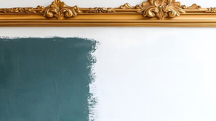 Obraz premium Elegant Gold Frame with Teal and White Wall Paint