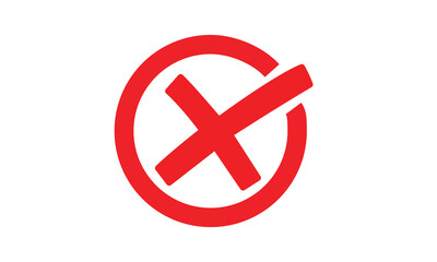 Obraz premium Red check mark Decline and wrong buttons icon. X mark icon Vector illustration 