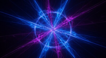 Abstract Background Of Blue And Purple Light Circle Geometric Pattern