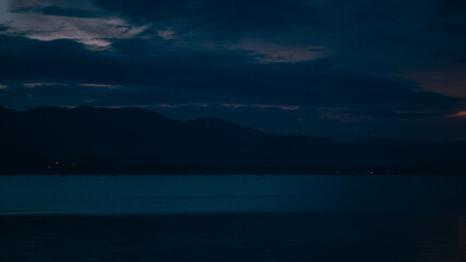 Night Scene of Lake and Mountains
