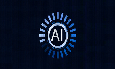 Artificial Intelligence AI Concept-Large Computer Screen Showing Artificial Intelligence AI. 