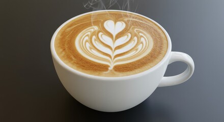 Coffee Latte Heart Art Cappuccino Drink Foam in a White Cup