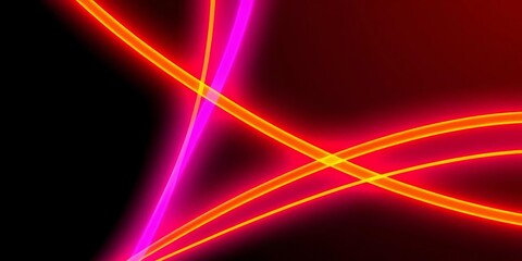 Neon purple and orange lines intersect, glowing magenta and electric blue highlights against black,  illumination,  streak of light