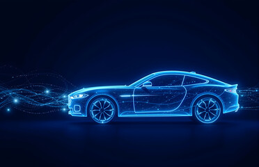Blue - lined Sports Car with Tech - feel