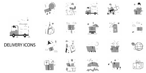 Delivery simple concept 24 Grew color icons set .Vector illustration.