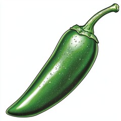Vibrant Green Jalape?o Pepper Close up Illustration