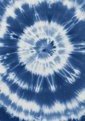Abstract Tie-Dye Background Spiral Pattern Blue and White Texture