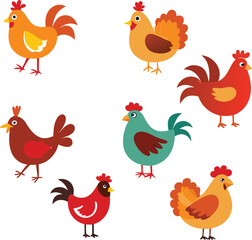 Hen Vector Illustration – Farm Chicken Clipart for Agriculture, Animal, and Poultry Design Projects