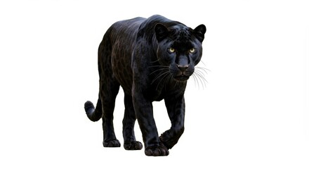 Black Panther Walking Wild Predator isolated in White Background