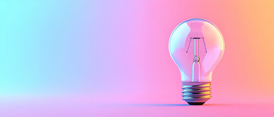 Pixelated Lightbulb Against Pastel Gradient Background
