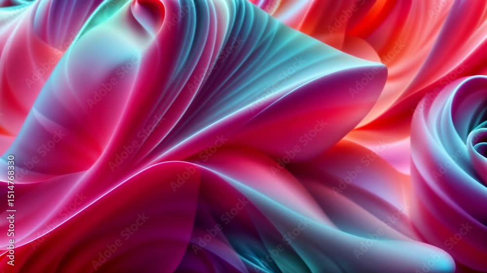 Wall mural delicate colorful waves and swirls smoothly intertwined in airy haze, creating mesmerizing abstracti